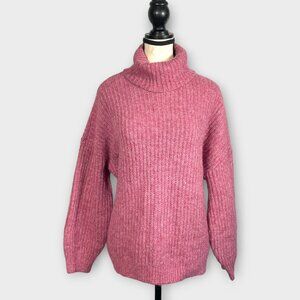 OLD NAVY Tunic Length Pullover Sweater LARGE Marled Pink Cozy NEW
